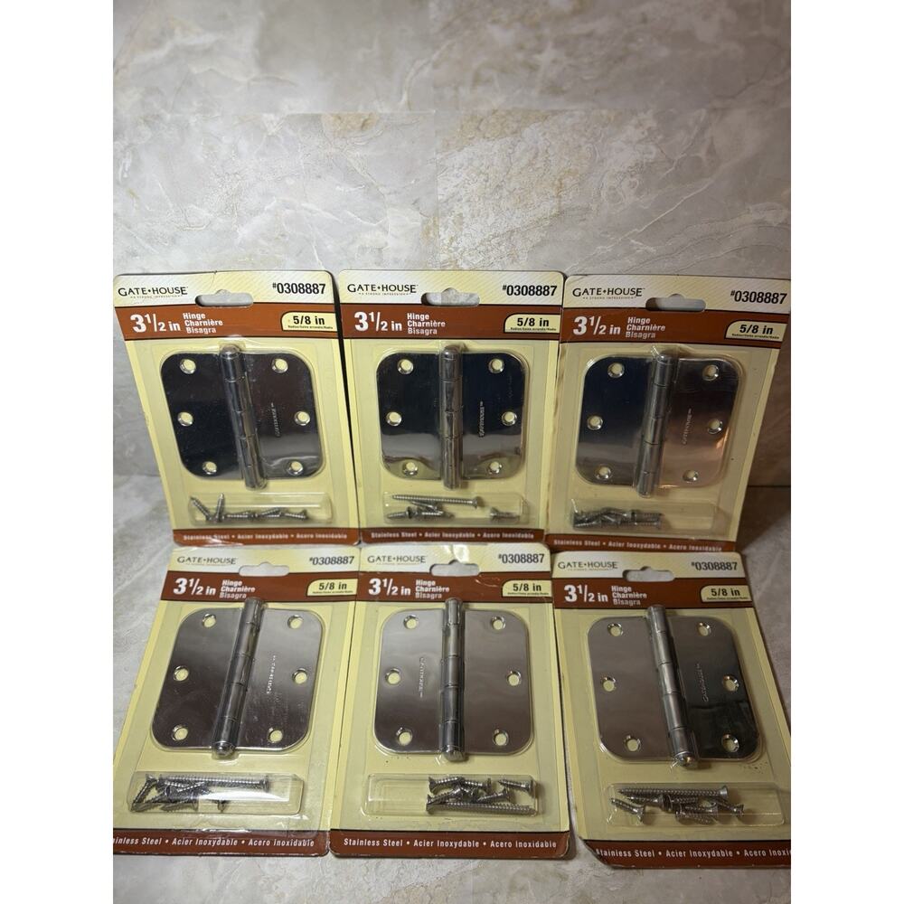 Gatehouse 3.5 in Polished Stainless Steel Door Hinge Silver Internal with Screws